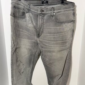 7 For All Mankind Distressed Gray Slim Jeans